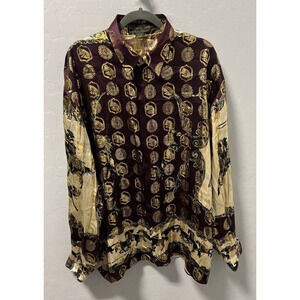 Metallic Silk by P.E.K imports Cowboy Horses Multi Color size Mens XL VINTAGE